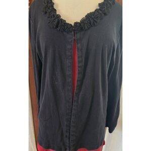 C12 Notations sweater cardigan w floral ribbon trim